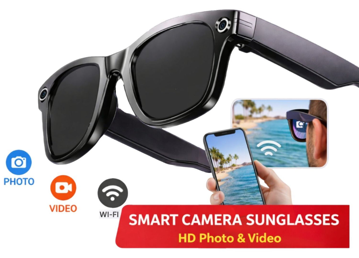 New AI Camera Sunglasses 4K