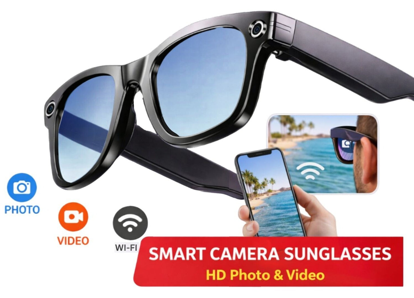 New AI Camera Sunglasses 4K