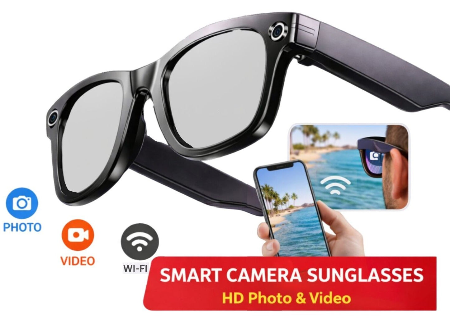 New AI Camera Sunglasses 4K